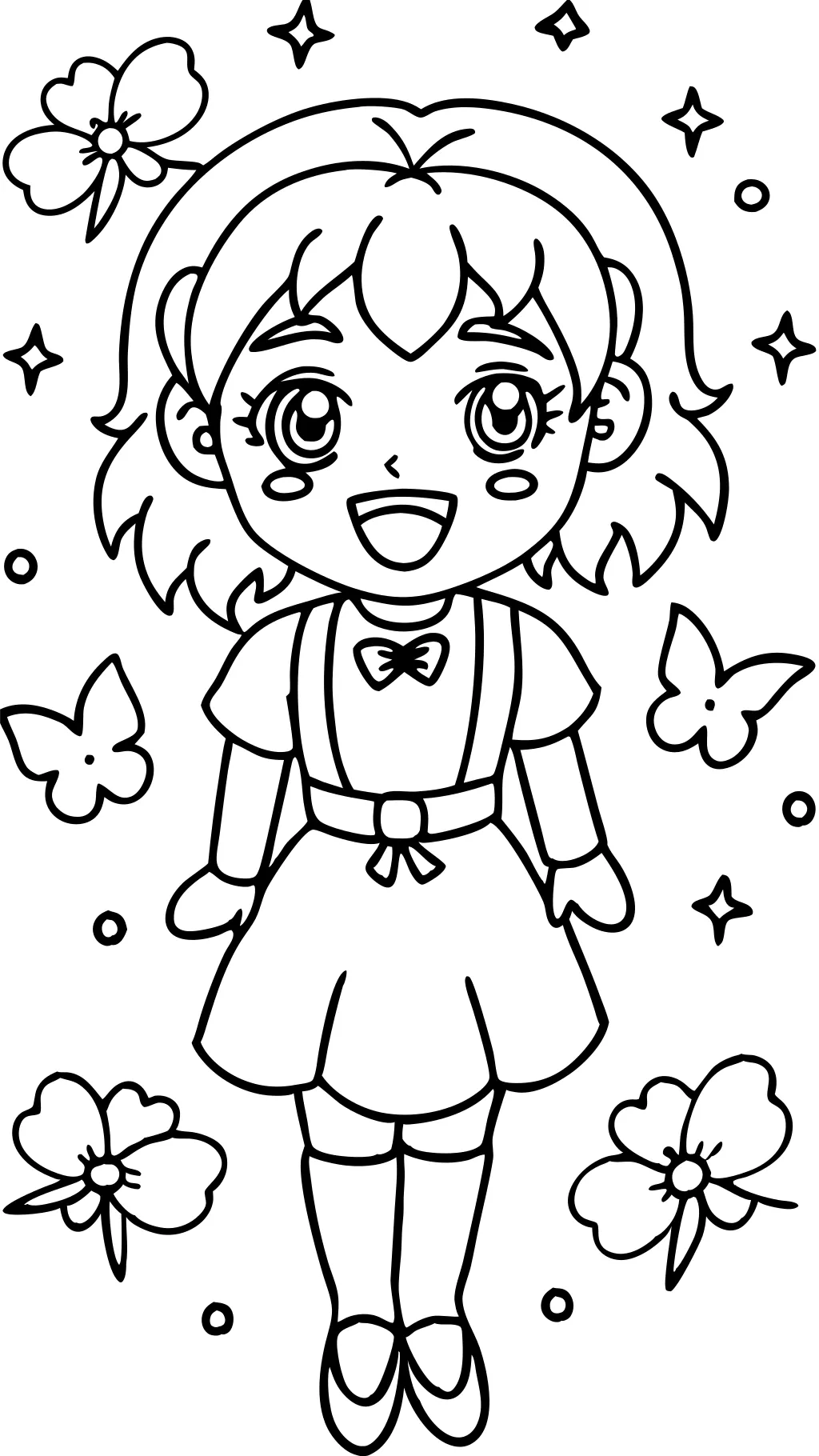 coloriage d’anime mignon fille